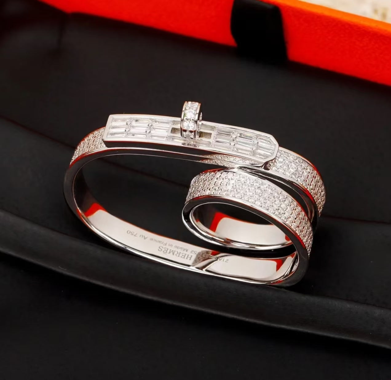 [Clover Jewelry]Bague H entièrement pavée de diamants