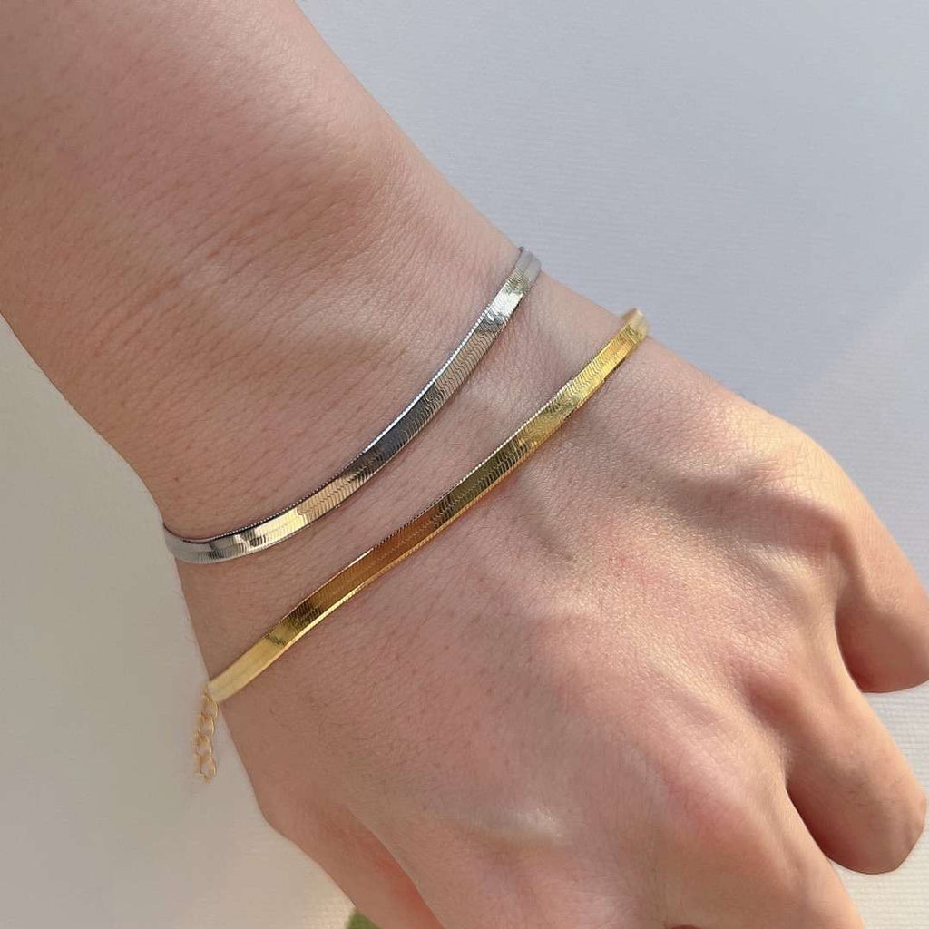 [Clover Jewelry]フラットスネークボーンチェーンブレードネックレス
