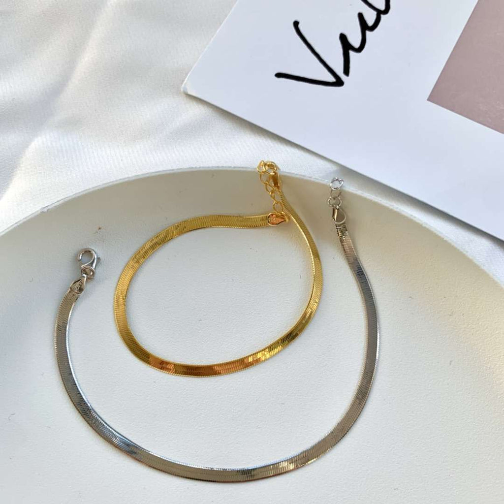 [Clover Jewelry]フラットスネークボーンチェーンブレードネックレス