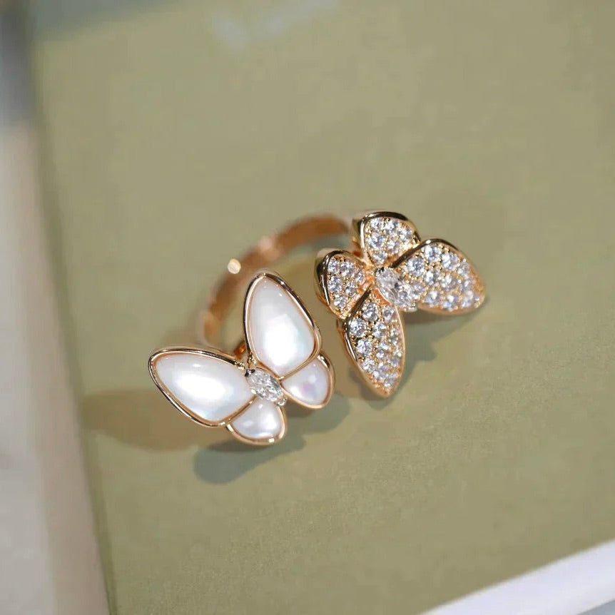 [Clover Jewelery]TWIN BUTTERFLY DIAMOND MOP RING