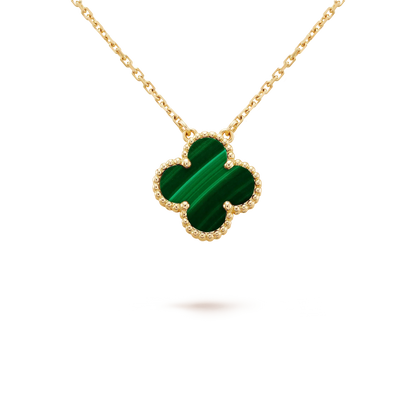 [Clover Jewelery]CLOVER 15MM MALACHITE SINGLE FLOWER  NECKLACE