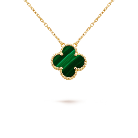 [Clover Jewelery]CLOVER 15MM MALACHITE SINGLE FLOWER  NECKLACE