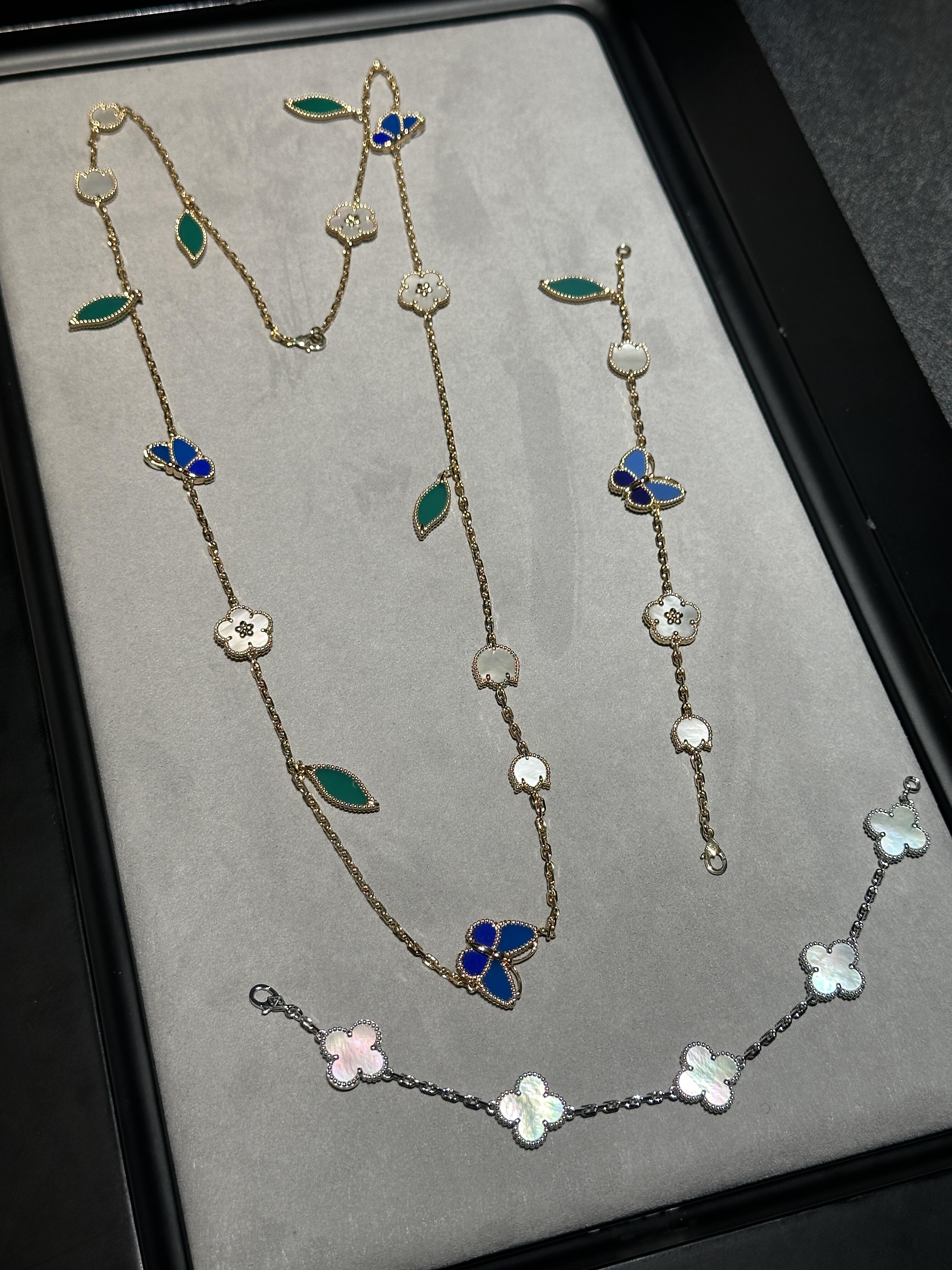 [Kleeblatt Schmuck] 26 NEUE KLEEBLATT GLÜCKSKETTE MIT 15 MOTIVEN