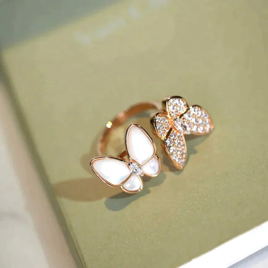 [Clover Jewelery]TWIN BUTTERFLY DIAMOND MOP RING