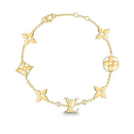 [Clover Jewelery]STAR AND SUN 7 MOTIFS GOLD BRACELET