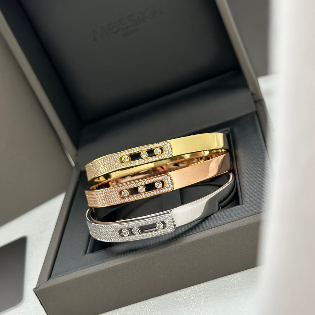 [Clover Jewelry]Move Noa Rose Gold Pavé Diamond Bangle Bracelet