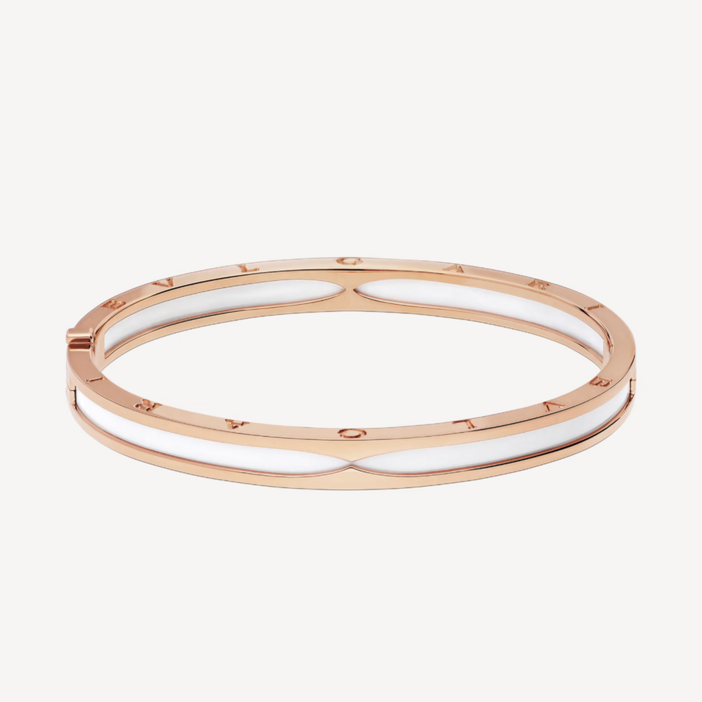 [Clover Jewelry]ZERO 1 PINK GOLD WITH WHITE CERAMIC BRACELET