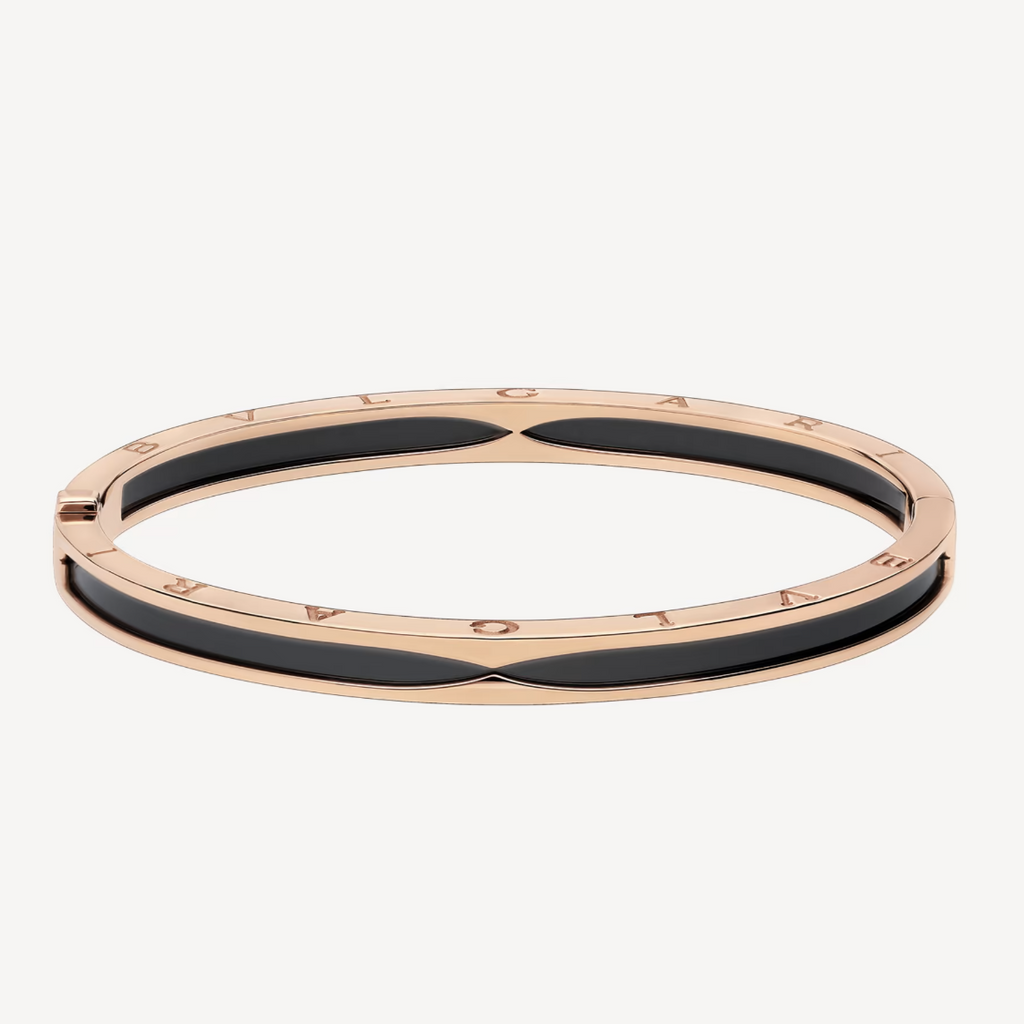 [Clover Jewelry]ZERO 1 PINK GOLD WITH BLACK CERAMIC BRACELET