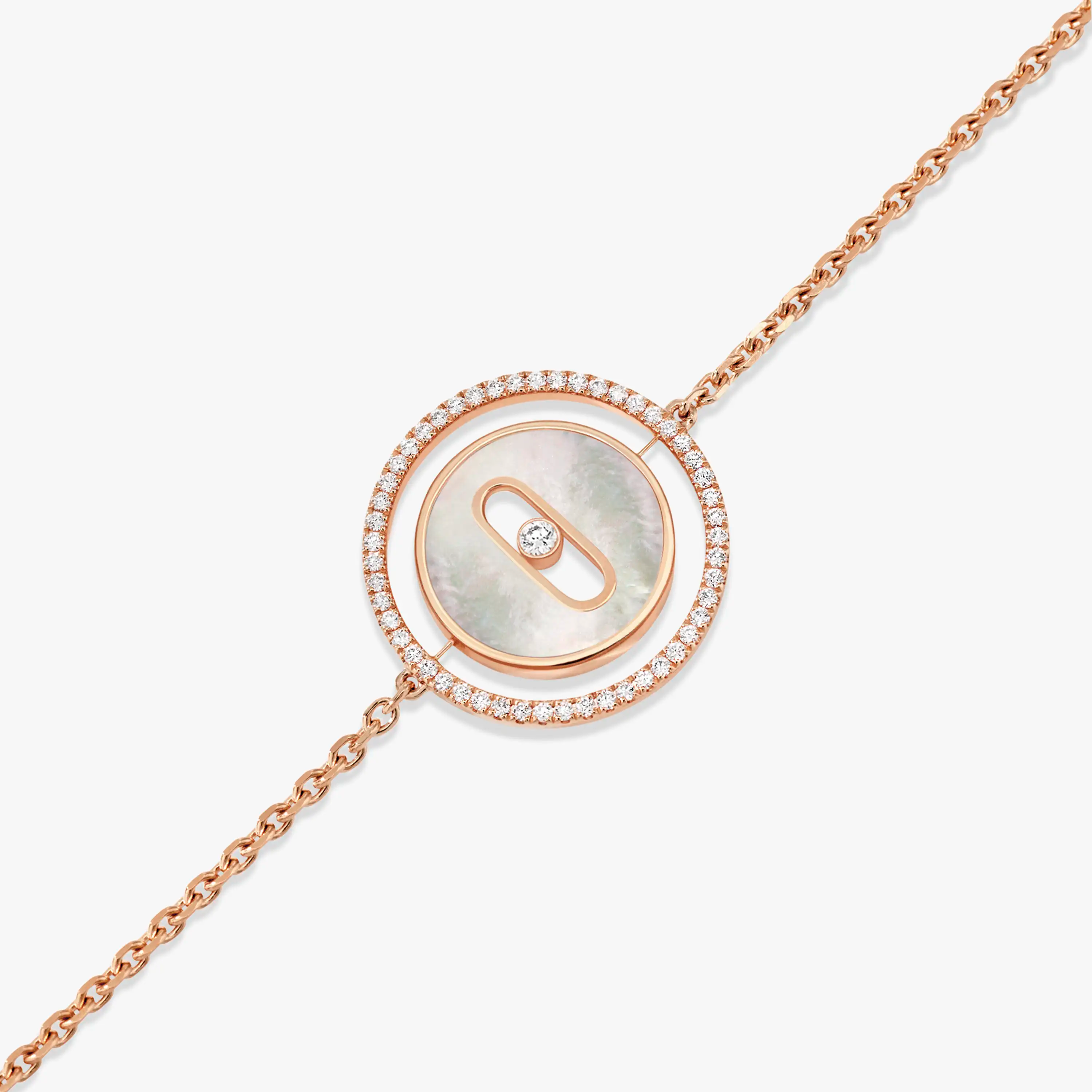 [Clover Jewelry]LUCKY MOVE WHITE MOTHER OF PEARL PINK GOLD DIAMOND BRACELET