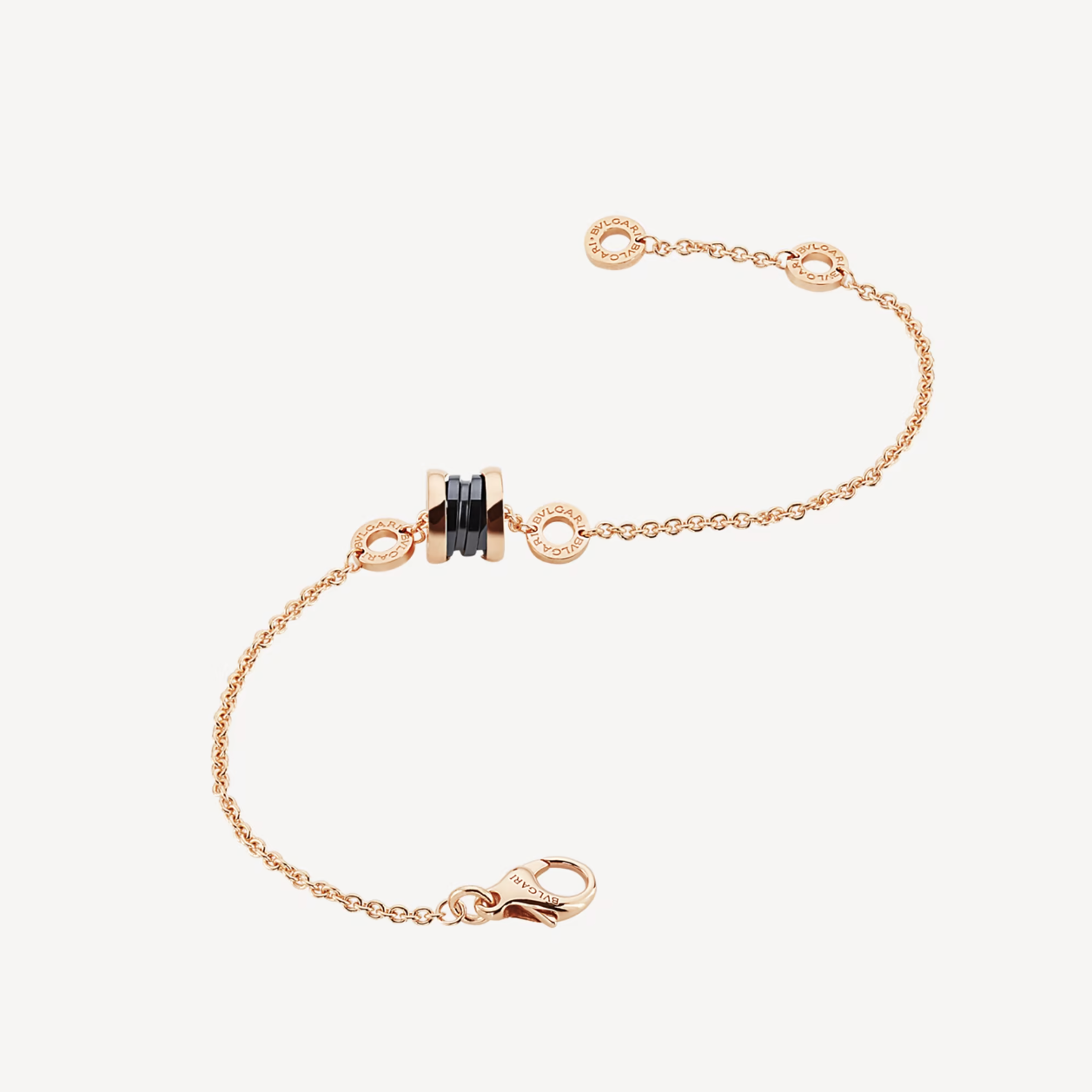 [Clover Jewellery]ZERO 1 ARMBAND AUS WEICHEM ROSA GOLD UND SCHWARZER KERAMIK