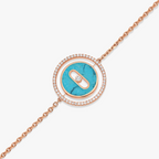 [Clover Jewelry]LUCKY MOVE TURQUOISE PINK GOLD DIAMOND BRACELET