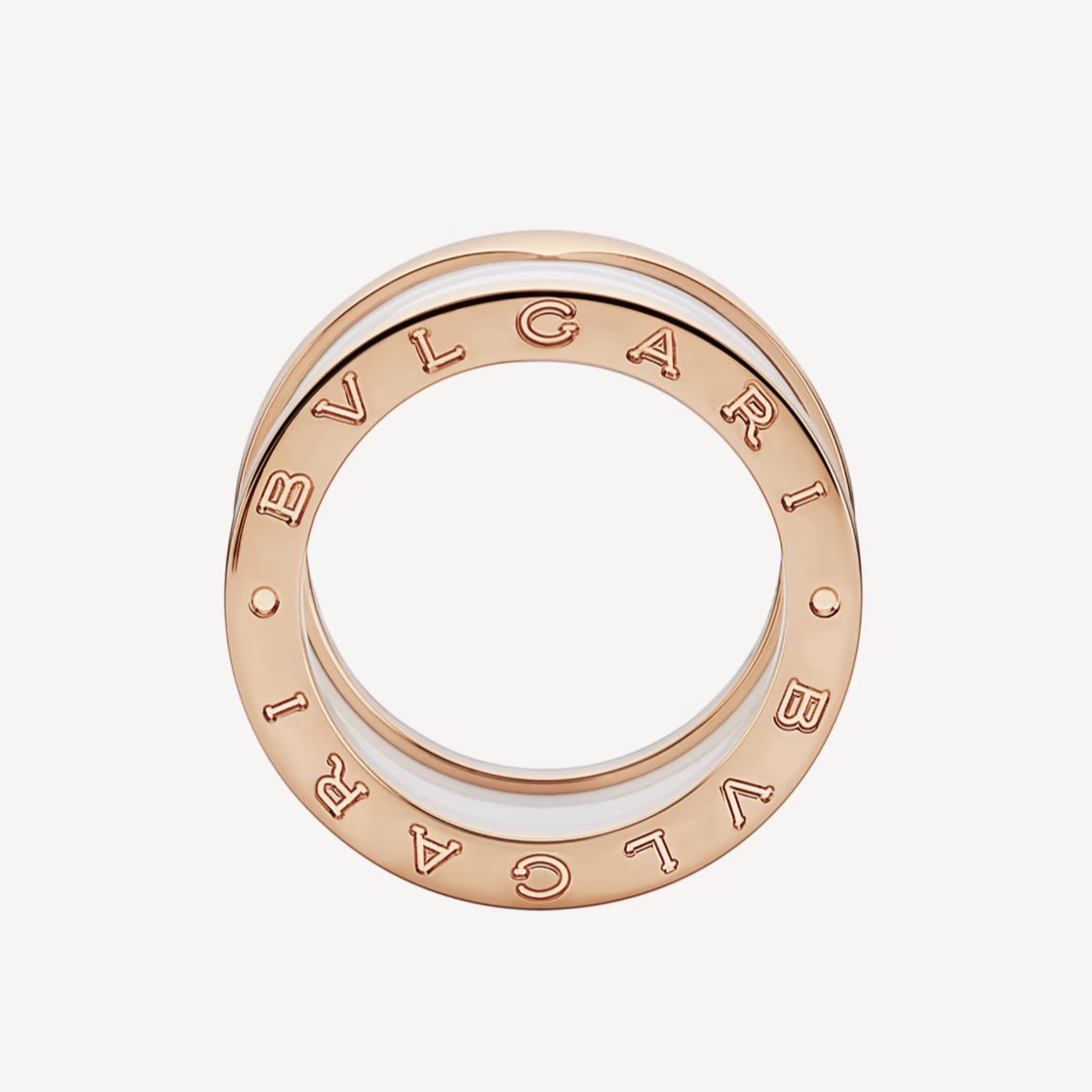 [Clover Jewelery]ZERO 1 VIERBAND-SCHLEIFEN UND WEISSER KERAMIK-SPIRALENRING IN ROSA GOLD
