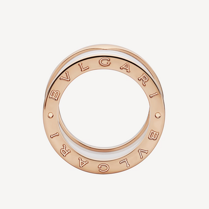 [Clover Jewelery]ZERO 1 VIERBAND-SCHLEIFEN UND WEISSER KERAMIK-SPIRALENRING IN ROSA GOLD