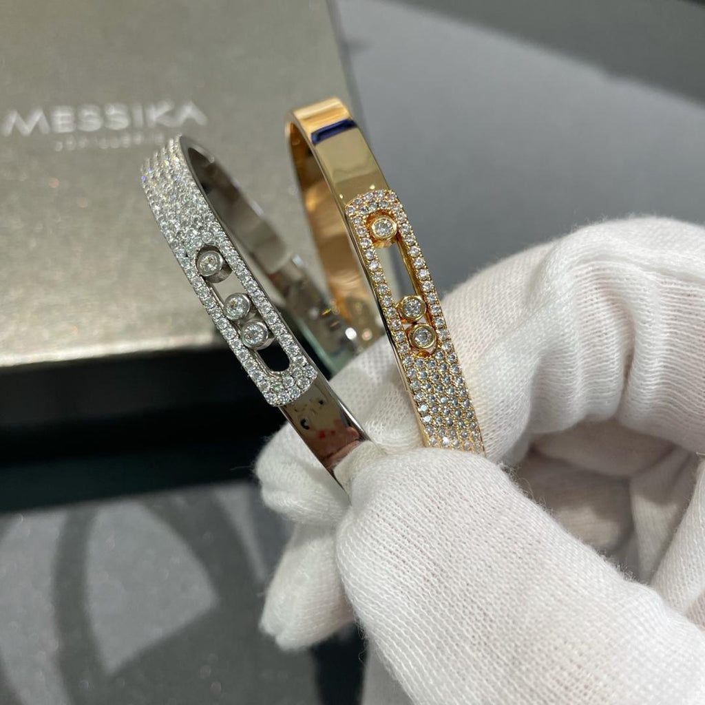 [Clover Jewelry]Move Noa Rose Gold Pavé Diamond Bangle Bracelet