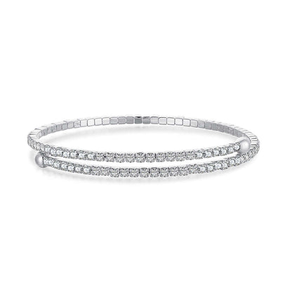 [Clover Jewelery]Row of Diamonds Round Fashion Bracelet