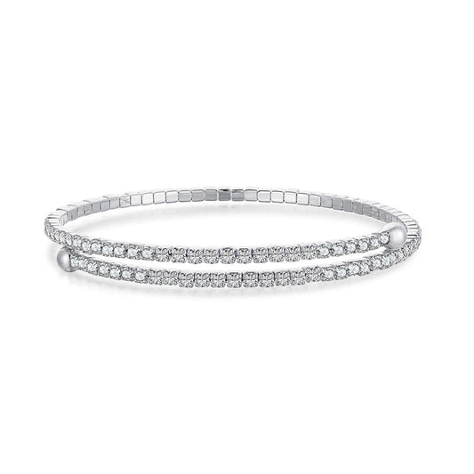 [Clover Jewelery]Row of Diamonds Round Fashion Bracelet