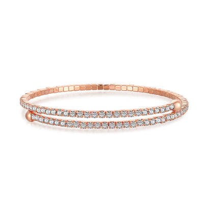 [Clover Jewelery]Row of Diamonds Round Fashion Bracelet