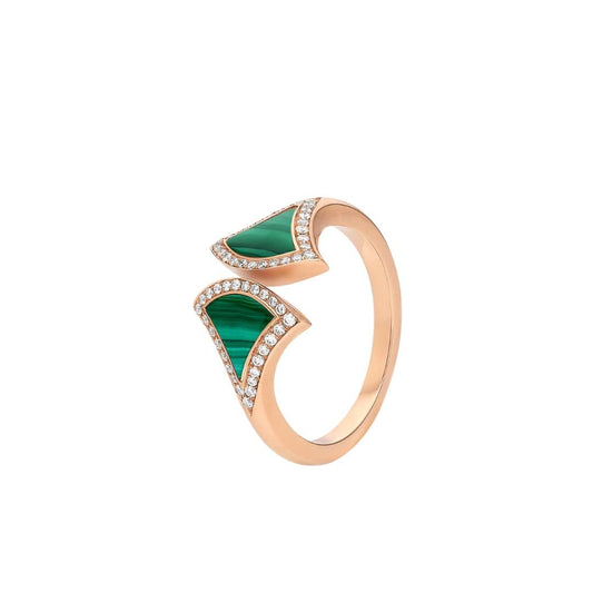 [Clover Jewelery]DREAM MALACHITE DIAMOND OPEN RING