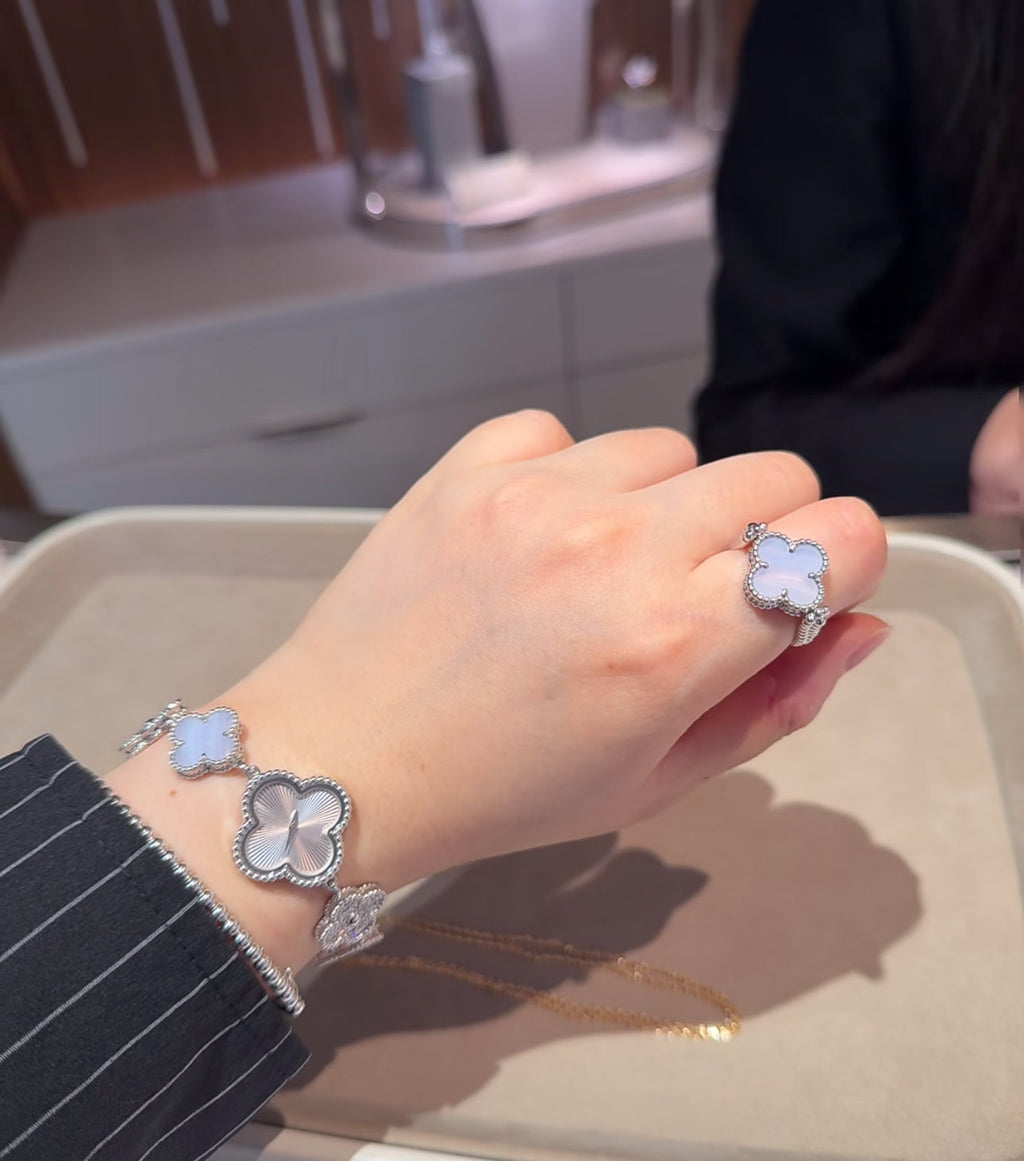 [クローバージュエリー]クローバーリバーシブルパープルカルセドニーリング