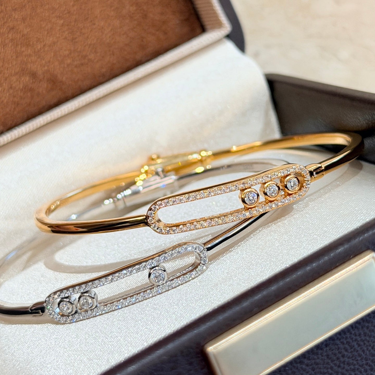 [Clover Jewelry]Move Pavé Diamond Bangle Bracelet M