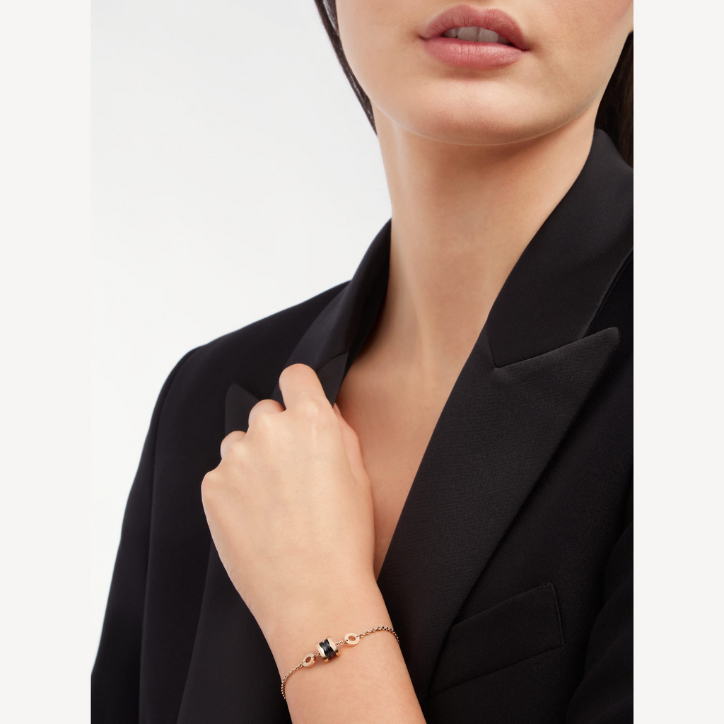 [Clover Jewelry]ZERO 1 SOFT PINK GOLD AND BLACK CERAMIC BRACELET