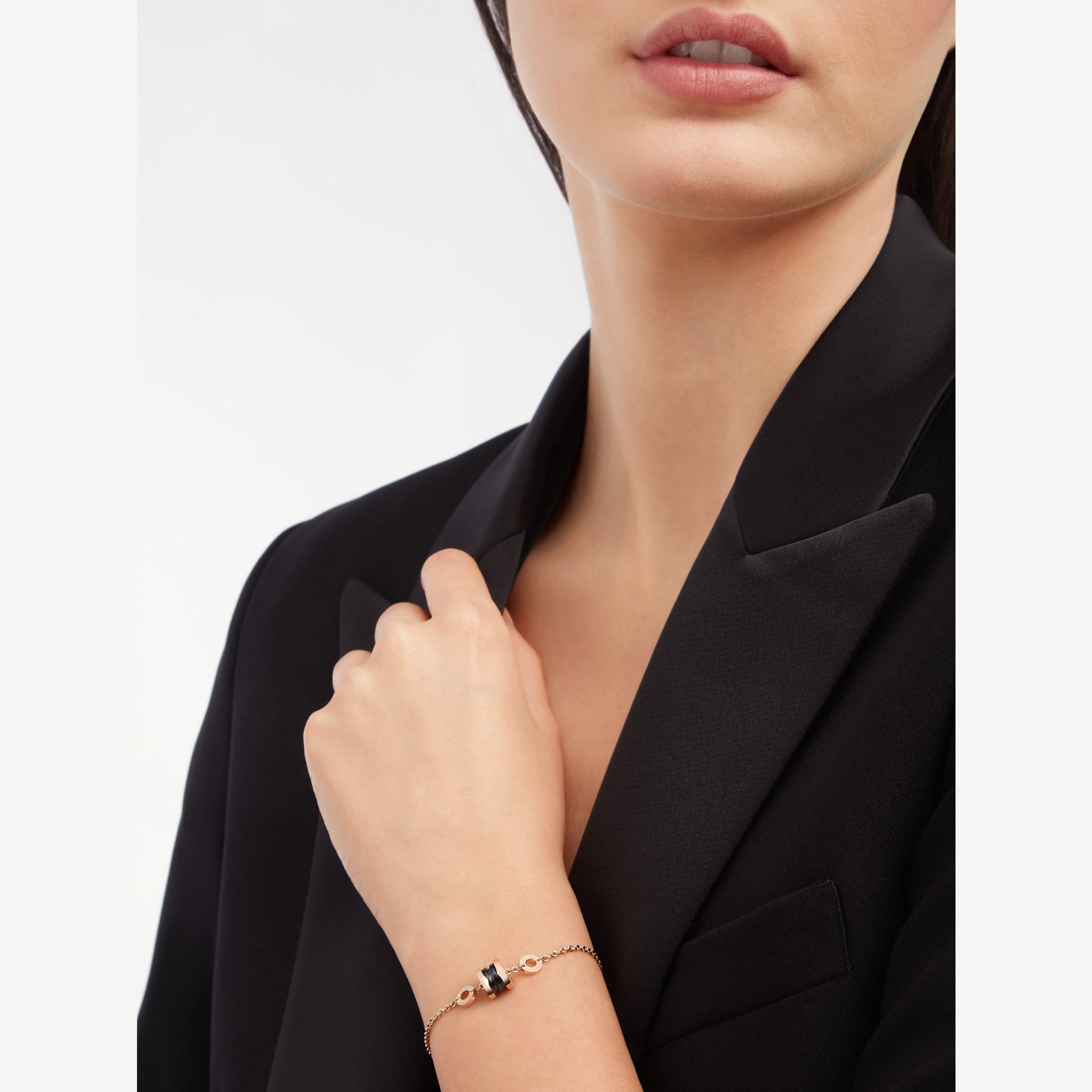 [Clover Jewelry]ZERO 1 SOFT PINK GOLD AND BLACK CERAMIC BRACELET