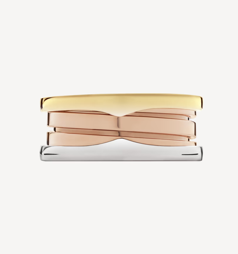 [Clover Jewelry]ZERO 1 THREE-BAND ROSE WHITE AND YELLOW RING