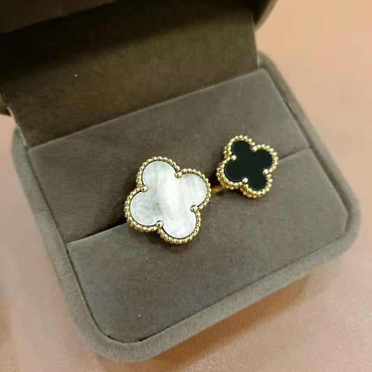 [Clover Jewelry]CLOVER DOUBLE ONYX RING