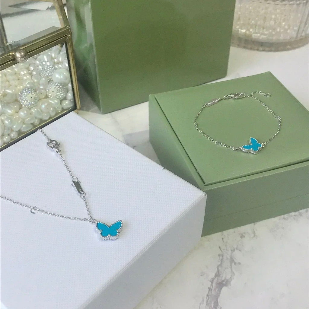 [Clover Jewelry]BUTTERFLY TURQUOISE BUTTERFLY BRACELET SILVER