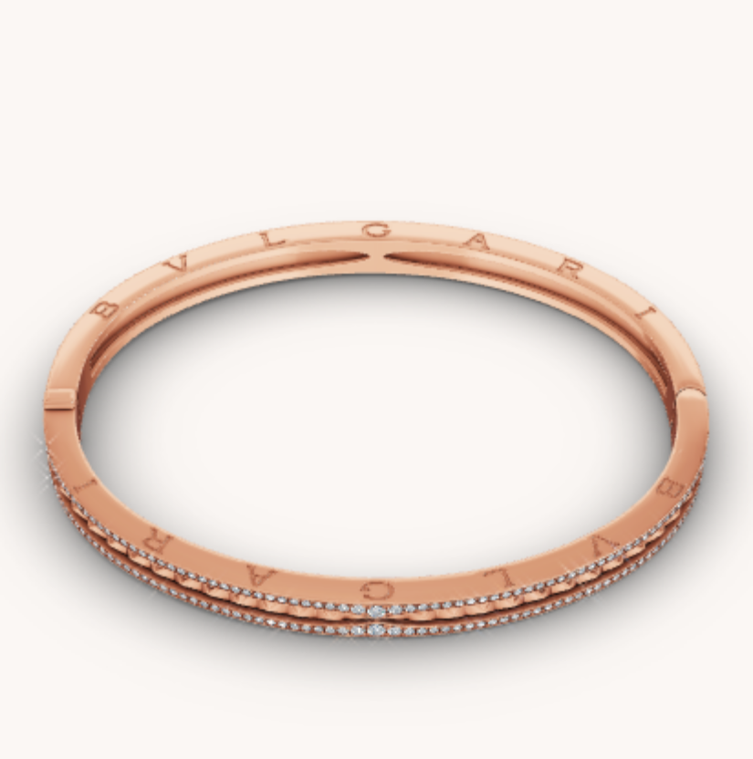 [Clover Jewelry]ZERO 1 SPIRAL AND PAVED DIAMOND PINK GOLD BRACELET
