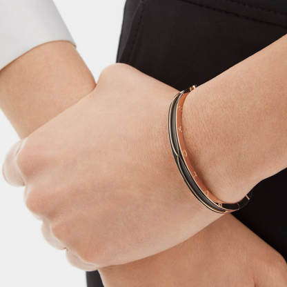 [Clover Jewellery]ZERO 1 ROSA GOLD MIT MATTSCHWARZEM KERAMIKARMBAND