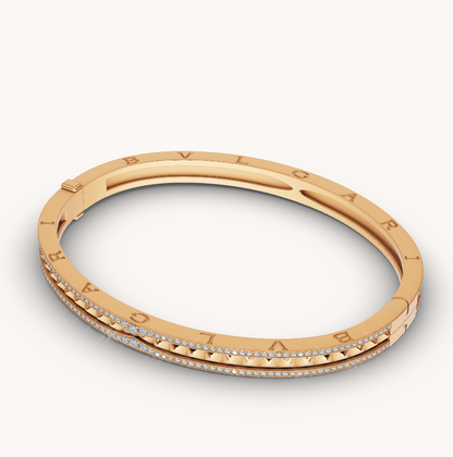 [Clover Jewellery]ZERO 1 SPIRAL UND PAVED DIAMOND GOLD ARMBAND
