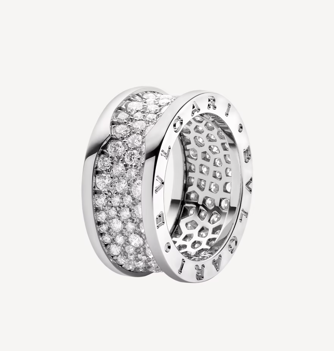 [Clover Jewelry]ZERO 1 WITH PAVED DIAMONDS ON THE SPIRAL RING