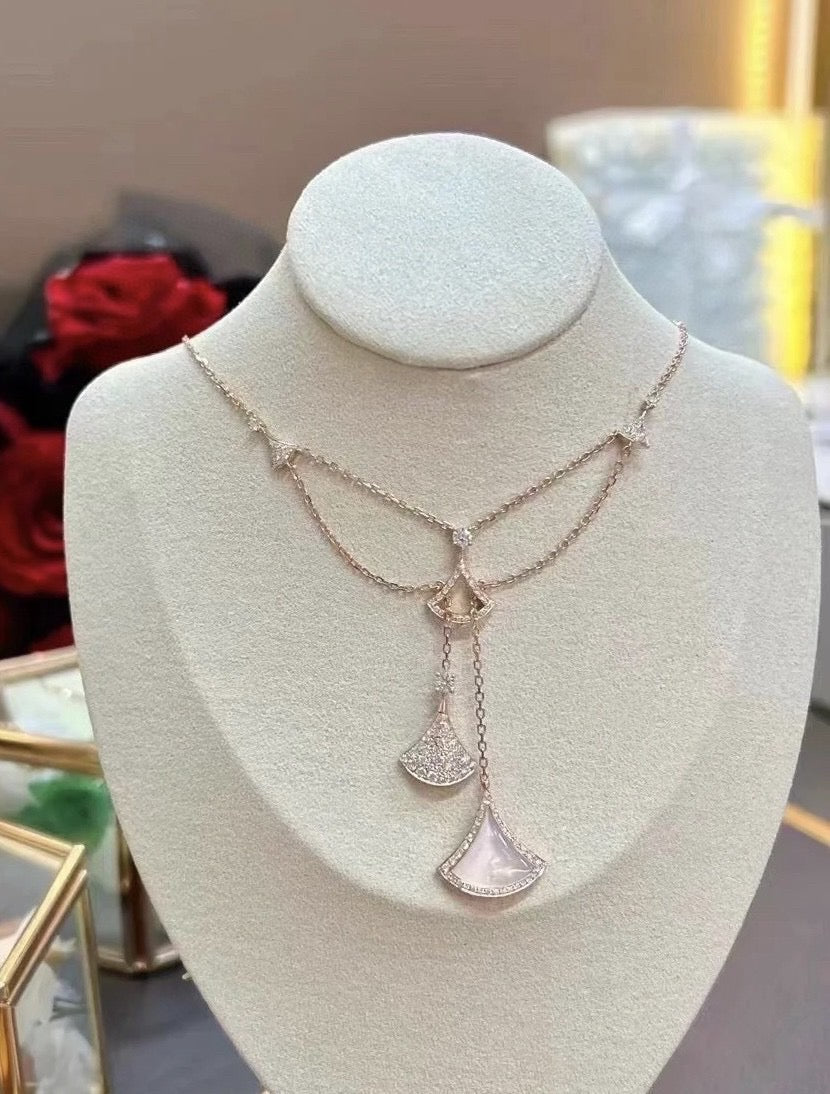 [Clover Jewelry]DREAM NECKLACE WHITE MOP FULL DIAMOND