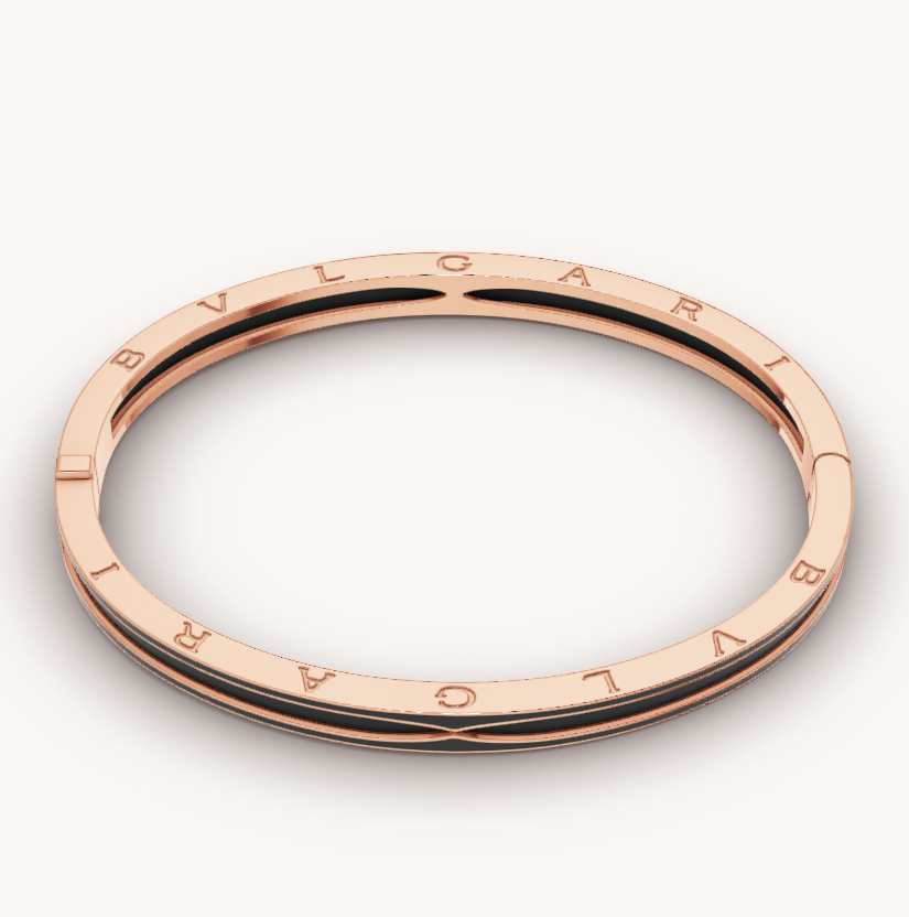 [Clover Jewelry]ZERO 1 PINK GOLD WITH MATTE BLACK CERAMIC BRACELET