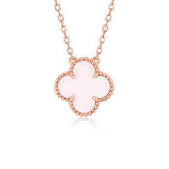 [Clover Jewelery]CLOVER 15MM PINK MOTHER-OF-PEARL SINGLE FLOWER NECKLACE
