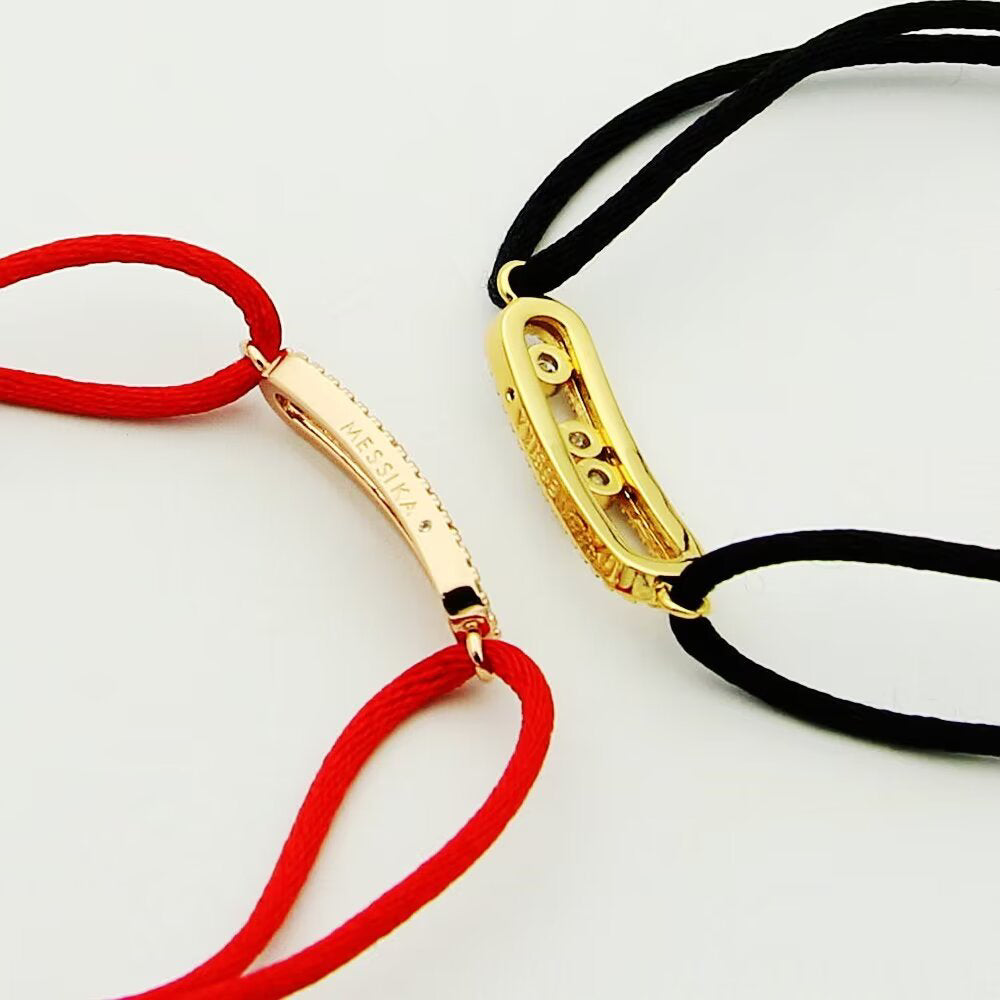 [Clover Jewelry]Messika Care(s) pink cord pavé bracelet