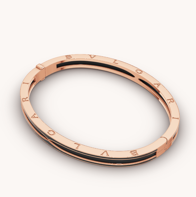 [Clover Jewelry]ZERO 1 PINK GOLD WITH MATTE BLACK CERAMIC BRACELET