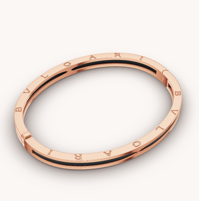 [Clover Jewellery]ZERO 1 ROSA GOLD MIT SCHWARZEM KERAMIKARMBAND