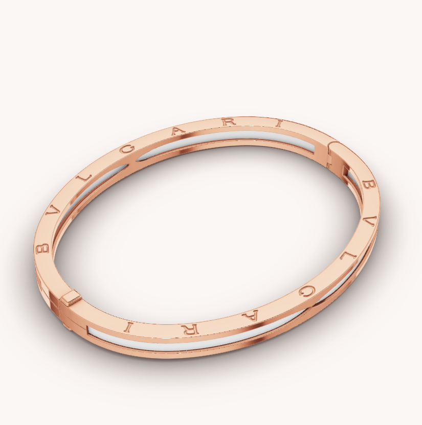 [Clover Jewelry]ZERO 1 PINK GOLD WITH WHITE CERAMIC BRACELET
