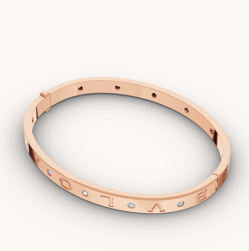 [Clover Jewelry]ZERO 1 PINK GOLD 12 DIAMONDS BRACELET