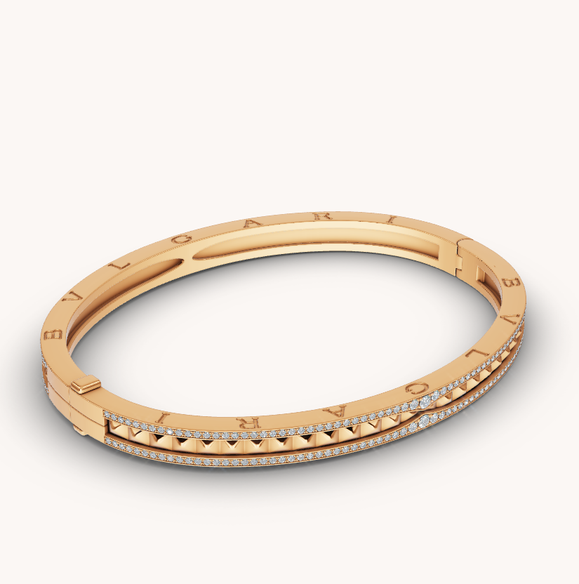[Clover Jewellery]ZERO 1 SPIRAL UND PAVED DIAMOND GOLD ARMBAND