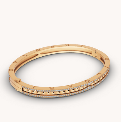 [Clover Jewellery]ZERO 1 SPIRAL UND PAVED DIAMOND GOLD ARMBAND