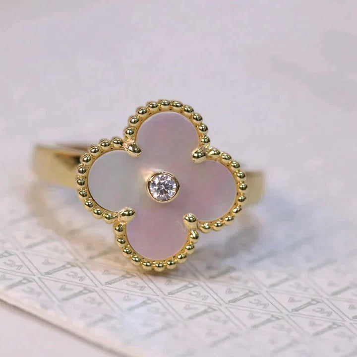 [Clover Jewelery]CLOVER PINK MOP RING GOLD DIAMOND