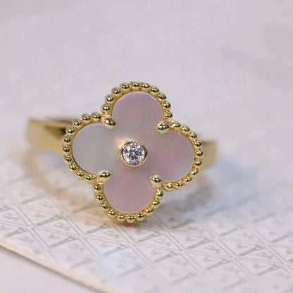 [Clover Jewelery]CLOVER PINK MOP RING GOLD DIAMOND