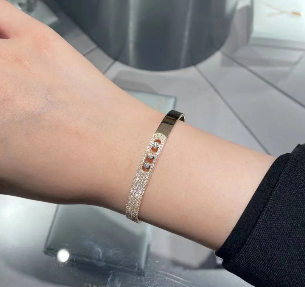 [Clover Jewelry]Move Noa Rose Gold Pavé Diamond Bangle Bracelet