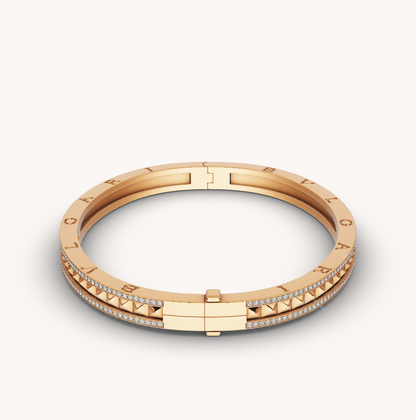 [Clover Jewellery]ZERO 1 SPIRAL UND PAVED DIAMOND GOLD ARMBAND