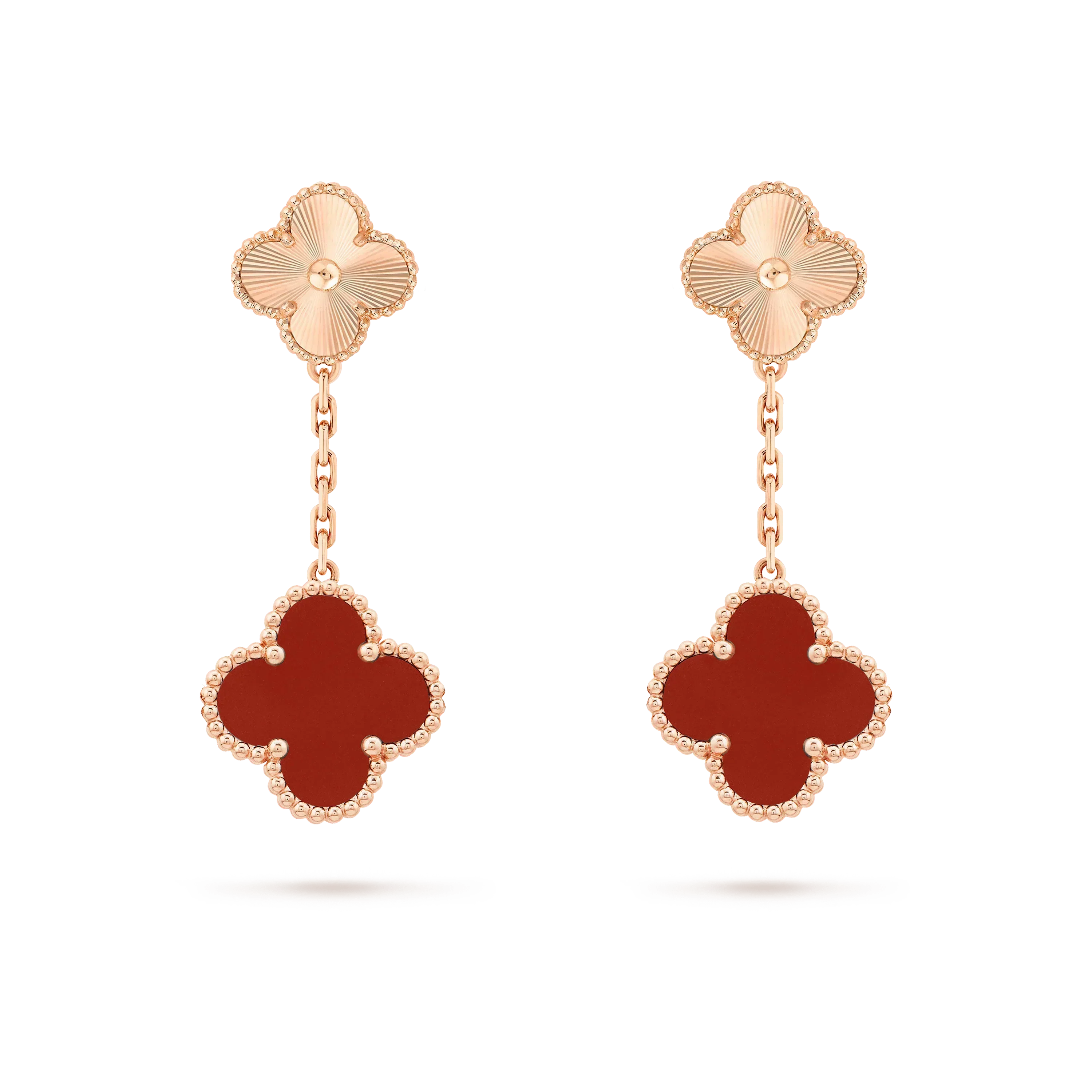 [Clover Schmuck]CLOVER 2 MOTIV LASER CARNELIAN OHRRINGE