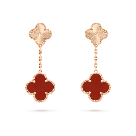 [Clover Jewelery]CLOVER 2 MOTIF  LASER CARNELIAN EARRINGS