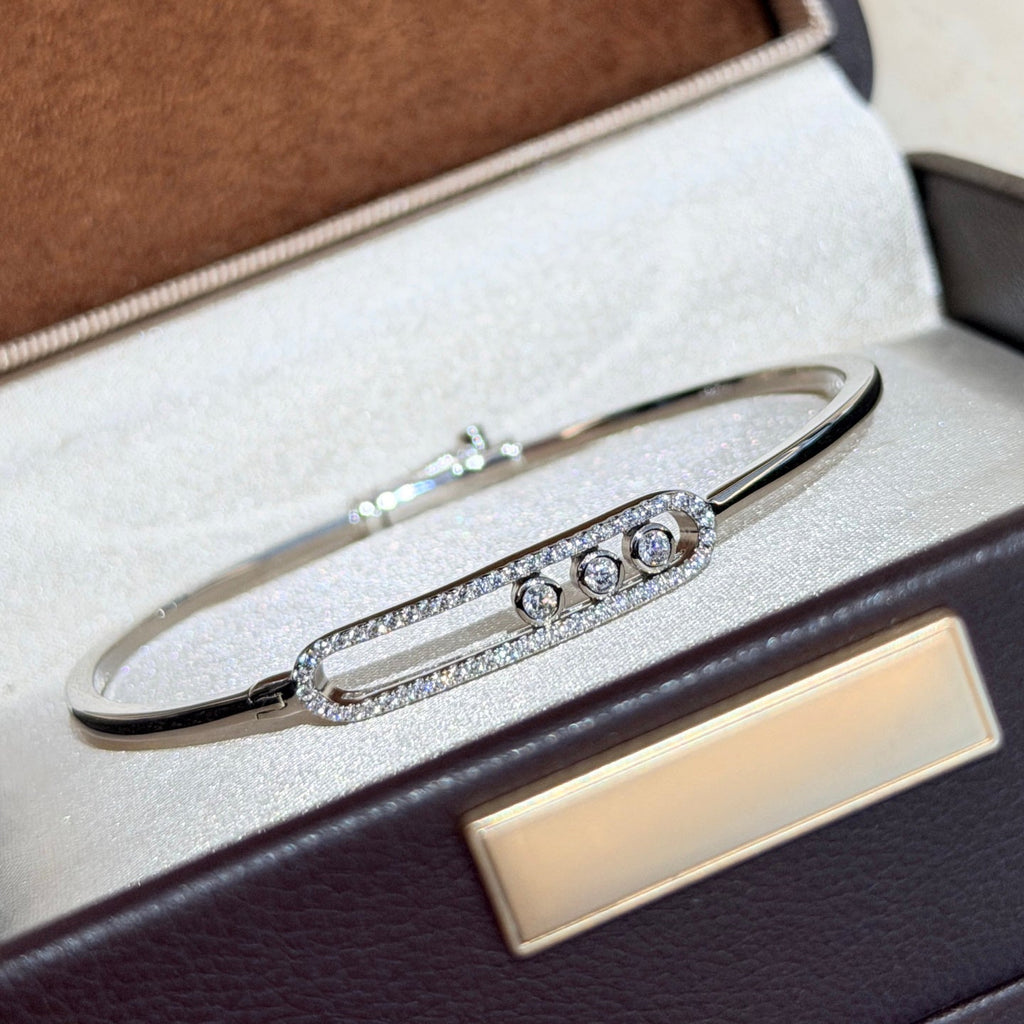 [Clover Jewelry]Move Pavé Diamond Bangle Bracelet M